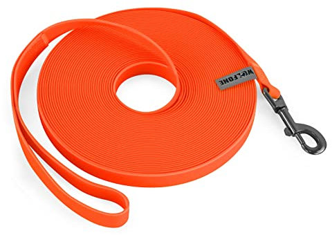 Wolfone 6m orange Schleppleine für Hunde,wasserdichte Trainingsleine, strapazierfähige und Pflegeleichte Leine, geeignet für Rückruf, Schwimmen, Camping, Strand, Jagd, Spaziergänge