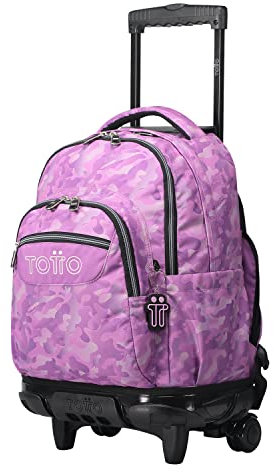 TOTTO Mochila escolar con ruedas camuflaje rosa - Renglones TAMAÑO GRANDE
