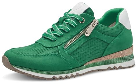 MARCO TOZZI Damen Sneaker flach mit Reißverschluss Vegan, Grün (Leaf green com), 38 EU