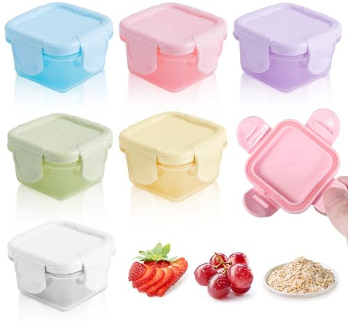 Kleine Dosen mit Deckel Plastik, Mini Snack Dosens Mini Dosen mit Deckel MiniDosen für Brotdose KleineGefrierdosen Kleine Brotdose Saucen Behälter für Die Aufbewahrung von Marmelade Obst Snacks, 6 er