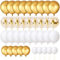80 Stück Luftballons Metallic Gold Weiß, Weiss Gold Konfetti Balloons Geburtstag Luftballon Helium Ballons Latex Luftballons für Hochzeit Babyparty Verlobung Party Dekoration