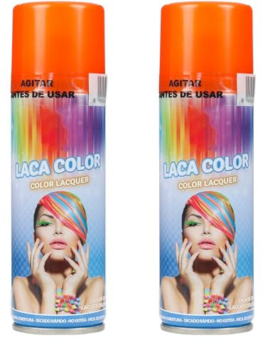 H HANSEL HOME Spray Pelo Color Temporal - Fácil de Lavar, Brillo Deslumbrante para Todo Tipo de Cabello, Naranja, 125ml x 2 unidades
