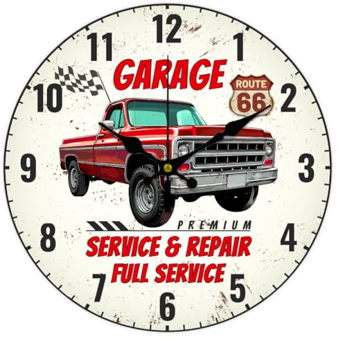 CHGCRAFT 12inch Car Wall Clock Pickup Truck Round Clocks Silent Non Ticking Clock Farmhouse Wall Clocks for Office Home Bedroom Living Room Bathroom Kitchen Decor