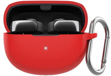 AHASTYLE Silicone Case for New Bose Ultra Open Earbuds (2024) [Added Metal Carabiner] Shockproof Full Protective Skin Case Cover Compatible with New Bose Ultra Open Earbuds 2024 (Red)