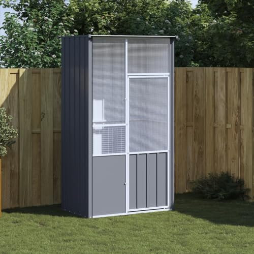 Rantry Vogelkäfig Anthrazit 115 x 78 x 200 cm aus verzinktem Stahl, Voliere für Kanarienvögel, Cocorit und andere Vögel