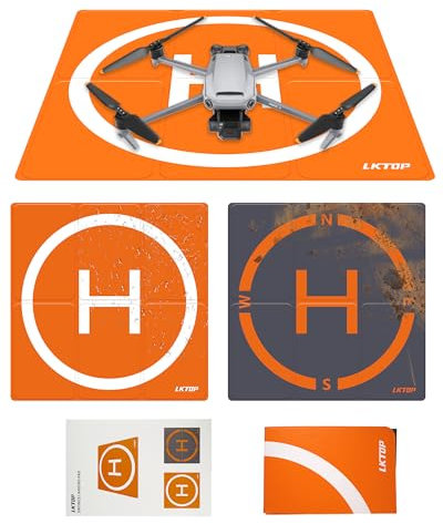 LKTOP Drohnen-Landeplatz beschwert faltbar für DJI/Specta Drohne, doppelseitige wasserdichte Helipad Landematte, Kompatibilität: DJI/Specta Mavic/Air/Mini/Neo/Flip/Avata/FPV Serie Zubehör (20 Zoll)