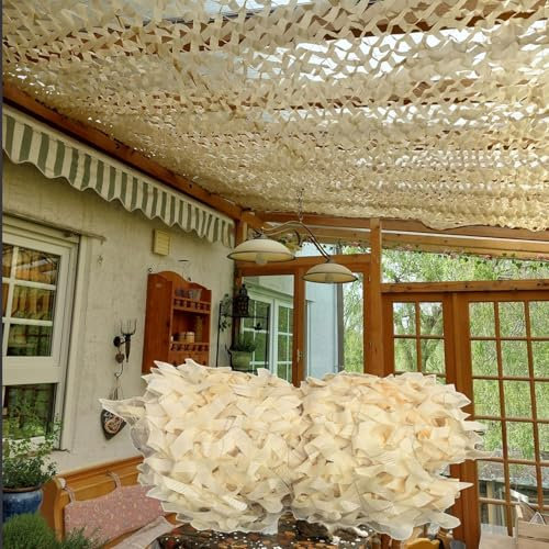 Tarnnetz Sand 2x1m (6,5x3,2ft) Militär Jagd Camping Pergola Sonnensegel, Tarnnetz für Outdoor Sonnen Motto Party Dekoration Autoplanen