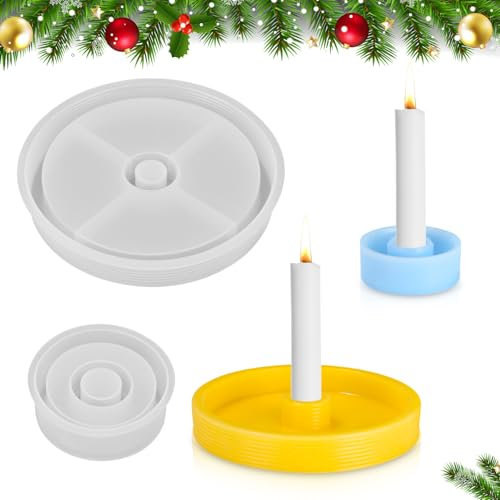 2 Stück Silikonform Kerzenhalter, Kreisförmig Silikon Gießform Kerzenhalter, DIY Silikonformen Gießformen Kerzenhalter, Harz Kerzenhalter Silikonform für Kerzenständer Kunst Heimdekoration