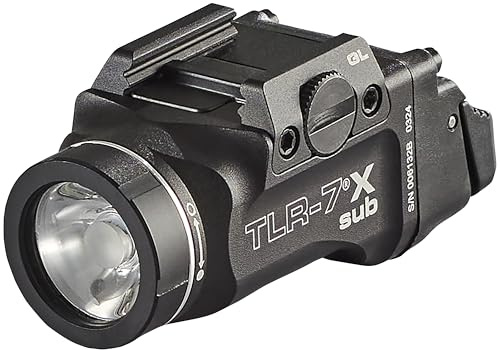 Streamlight 69405 TLR-7 X sub USB 500-Lumen 5000-Candela Weapon Light Designed Exclusively and Solely for Railed Glock 43X/48 MOS/43X/48 Rail Handguns with Mounting Kit and Keys, Black