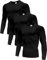 Holure 3 Pack Compression Shirts for Men Long Sleeve Mens Running Top Quick Dry Base Layer Tops for Gym Sports Fitness Workout Black/Black-M