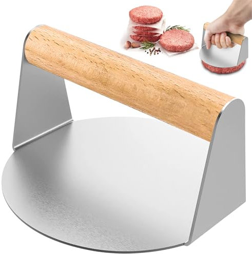 Burgerpresse, 5,5 Zoll Round Edelstahl Smash Burger Press, Burger Smasher mit Hitzeabweisendem Griff, Hamburgerpresse, Burgerpresse Grillzubehör für Steaks, Burger, Speck, Würstchen, Flat Top Grill