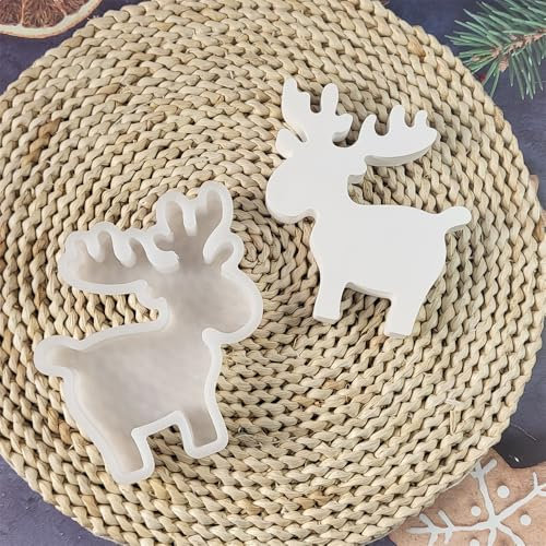 Silikonformen GießFormen Elch,Silikonform Weihnachten,DIY Silikonformen GießFormen Weihnachten,Weihnachtsdeko GießFormen Silikon,Kerzenformen Zum GießEn,3D Elch Weihnachten Deko (Elch Ornamente)