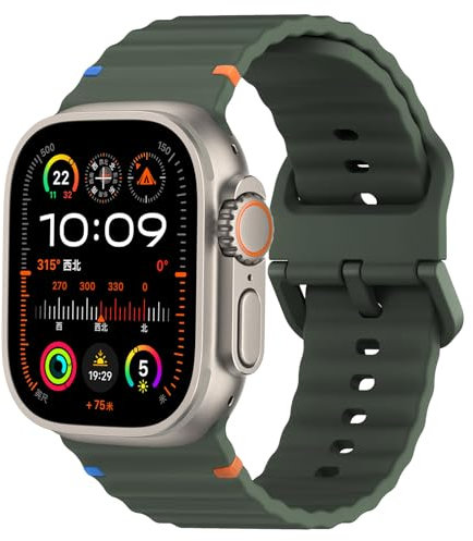 Sports Straps for Apple Watch Ultra 2/Ultra Strap 49mm 46mm 45mm 44mm 42mm 41mm 40mm 38mm iWatch Straps for Men Women,Waterproof Soft Silicone Band for Apple Watch Series 10 9 8 7 6 5 4 3 SE 2nd 45 mm