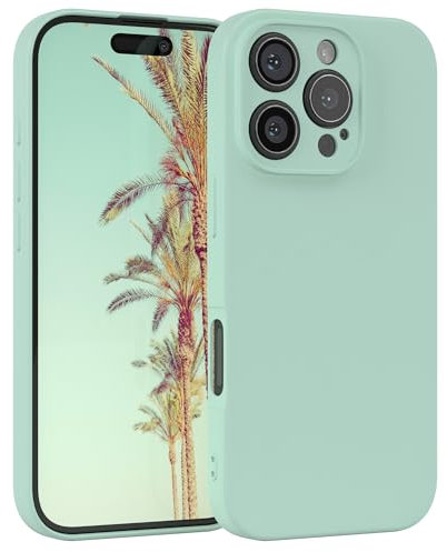 EAZY CASE - Housse en Silicone pour iPhone 16 Pro Housse Souple Antichoc Housse pour Portable avec Protection pour Appareil Photo Fines Premium Protection Cover TPU Phone Bumper en Vert Menthe