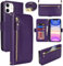 Lipvina Coque en Cuir Premium pour iPhone 11 - Étui Portefeuille avec Sangle Réglable, Porte-Cartes, Protection Complète et Design Élégant - Profond Violet