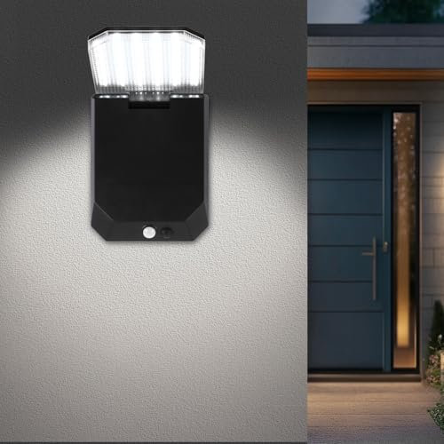 SUNJULY LED Außenlampe Wandleuchte mit Bewegungsmelder, Solar-Außenwandleuchte, IP65 Wasserdicht Außen Wandlampe mit 2 Beleuchtungsmodi, Faltbares Design für Garten, Terrasse, Balkon, Flur, Garage