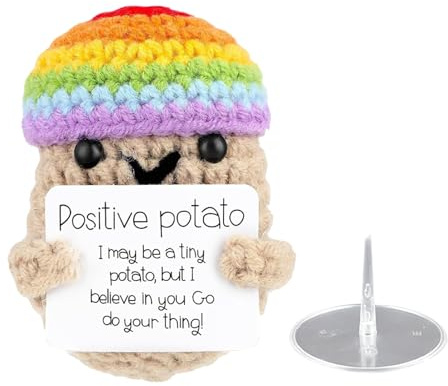 ZWWOGE Pocket Hug Positive Kartoffel, Kreative Strick Kartoffel Puppe, Mutmacher Geschenk, Geschenke für Frauen, Einschulung Geschenk