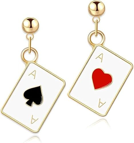 Spielkarten Ohrringe Damen, Queen of Hearts Accessoires Poker Ohrringe Valentinstag Schmuckgeschenk Ohrringe Spielkarten Kartenspiel Kostüm Accessoires Damen