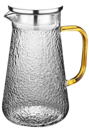 ABOOFAN Jarra De Agua Fría Tapa De Acero Inoxidable Cafetera Multifuncional Para Jugos y Bebidas Domésticas Vidrio Resistente y Transparente Para Cocina