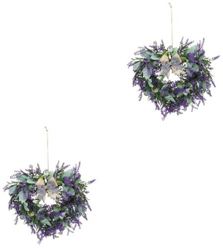 Amosfun 2 Pièces Guirlande Artificielle Decoration décoration Home Decor Hortensia décoration de Porte d'entrée Fausse Couronne Guirlande de Fleurs Plastique Violet,Mauve