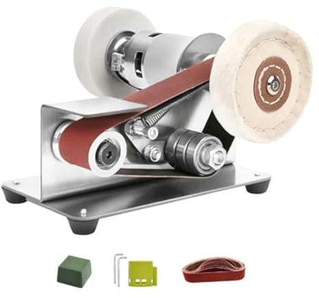 Malloy Lijadora de Banda, Afilador de Cuchillos Eléctrico de Velocidad Ajustable, Amoladora de Banda de 15 Grados, Lijadora de Banda Eléctrica para Carpintería ENCHUFE UE