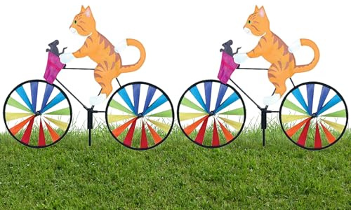 Jauhmui Wetterfeste 3D Windmühle Windmühlengarten,2 STK Katze Gelb