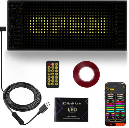 Looklight Ojos LED para coche, con luz LED programable, letrero de neón personalizado, iluminación interior Bluetooth USB para camiones, texto, graffiti, aplicación inteligente (17,3 cm x 7 cm)