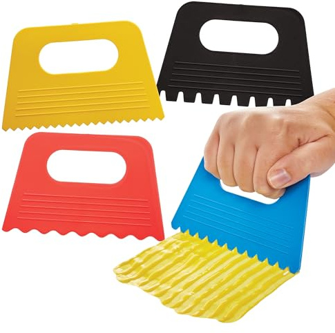 Baker Ross FN487 Paint & Texture Art Scrapers - Pack of 4, Arts and Crafts Tool for Kids