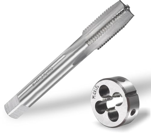 Gewindebohrer, M14 x 1.5 mm Gewindebohrer und Schneideisen Set, Rundgewindebohrer, Metrisches Gewindeschneider Set, Maschinengewindebohrer, Gewindebohrersatz für Gewindeschneiden Reparieren, 1 Set