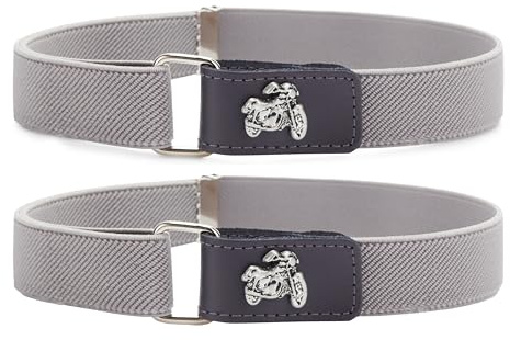 Ladeheid Jungen Gürtel Elastik-Gürtel 1-6 Jahre 34-65 cm P15S 2er Pack (Grey/Motorrad)