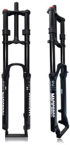 DH Mountain Bike Suspension Fork 26 27.5 29inch Travel 180mm MTB Double Shoulder Air Fork 1-1/8 Straight Double Crown Downhill Forks 9 Mm QR Disc Brake Front Fork Adjustable Rebound (Black,26Inch)