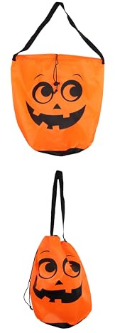 HENBRANDT Halloween Pumpkin Trick or Treat Bag - Vibrant Orange Fabric Drawstring Candy Bucket, Perfect for Kids Parties, Festivals & Spooky Celebrations, 22 x 35cm Size
