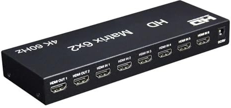 MKHQST 4K 6x2 60Hz HD Matrix Switch 6 in 2 Out Switch Splitter mit Optische R/L Extractor Video for HDMI-kompatibel Konverter Verwendung im Haushalt