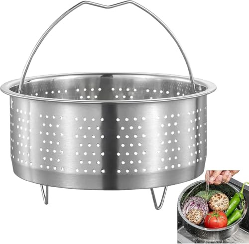 Steamer Basket,Stainless Steel Steamer Basket,Diameter 17.5cm | With handle and support, suitable for pressure cookers, rice cookers, steamers and vegetable strainers