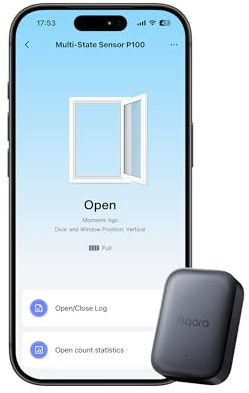 Aqara P100 Multisensor Grau, Tür-/Fenster-Vibrationssensor, Thread& Zigbee | Öffnen/Schließen & Objekterkennung, 10 Stufen, Thread/Zigbee, kompatibel mit Apple Home, Home Assistant, Alexa & Google Home