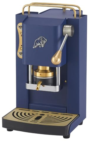 FABER COFFEE MACHINES 3.0 Pro Essential | Kaffeemaschine ESE 44 mm kompakt mit Glaskanister, herausnehmbarem Padhalter und verstellbarer Padpresse aus Messing (Navy Blue, Messing)