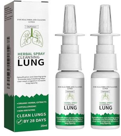 EONFAVE Lungenreinigungsspray, 2PCS Nasenspray Nasenpflege Spray für Trockene Nase, Lungenreiniger zur Täglichen Befeuchtung und Sanften Pflege, Leicht und Handlich für Zuhause und Reise, 2 x 20 ml
