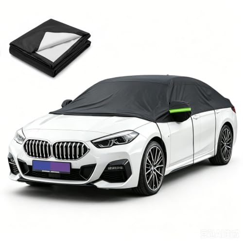 Auto Halbgarage Schwarz,Wasserdicht 210D Universal Halbgarage für Limousine für Auto Allwetterschutz vor Regen, Staub, Sonne und Laub für Windschutzscheibe