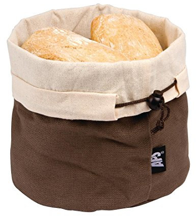 APS beige-braune Brottasche inkl. Wärmekissen mit Keramik-Kugeln und Zugverschluss aus Baumwollen, wiederverwendbar auch für Brötchen, Eier etc. nutzbar, Ø 19,0 cm