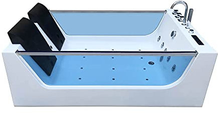 Home Deluxe - Bañera de hidromasaje - ATLANTIC XL - Dimensiones: 180 x 120 x 60 cm - incl. calefacción, función de masaje y accesorios completos I Bañera para 2 personas, piscina cubierta