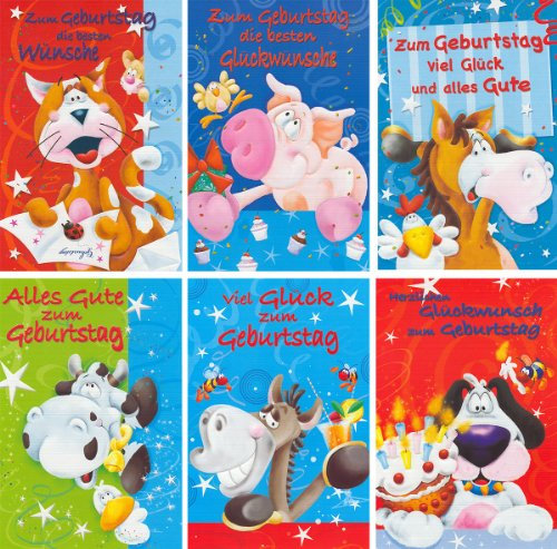 Geburtstagskarten Kinder Comic Grußkarten Glückwunschkarten zum Geburtstag Klappkarten mit Umschlägen 51-3035 A