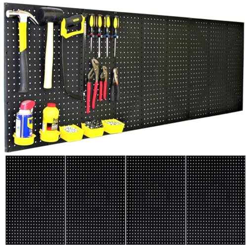 WallPeg P-212 B Kit de 4 panneaux perforés en plastique de 61 x 40,6 cm – 243,8 cm de large – Kit P-212 B – Organisation de garage pour établi – Panneau perforé Tuff