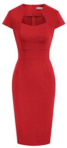 GRACE KARIN Women's 1950s Elegant Short Sleeve Evening Party Cocktail Dress X-Large Red(CL8947-2)