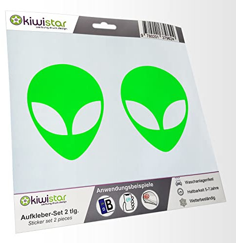 - 2X Kennzeichenaufkleber - Alien - Außerirdischer - Autoaufkleber - Evolution Charles Darwin Aufkleber für Auto, Laptop, Fahrrad, LKW, Motorrad Mehrfarbig JDM Decal Racing