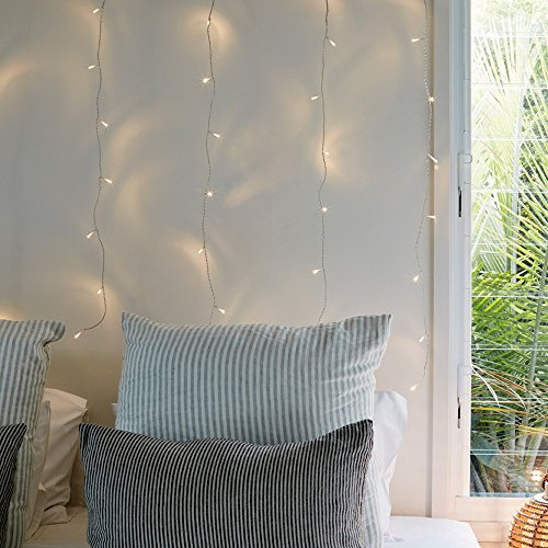 Lights4fun 1m x 1m Indoor Curtain Fairy Lights with 40 Warm White LEDs Clear Cable Plug in