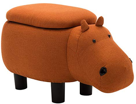 Ändern Sie Schuhe Hocker Massivholz-Schemel-Sofa-Speicher-Kinderbank-Änderungs-Schuhe Stuhl Gepolsterter Schemel Tierflusspferd-Schemel 4 Beine, Die Gewicht 80kg Tragen Fußbank