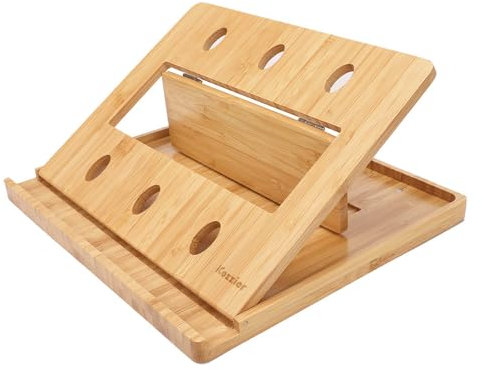 iCozzier Bamboo Foldable Laptop Stand Holder Adjustable Notebook Computer Tablet Desk Bed Heat Dissipation Mount for Macbook,Netbook,Ultrabook(Upgrade Version)