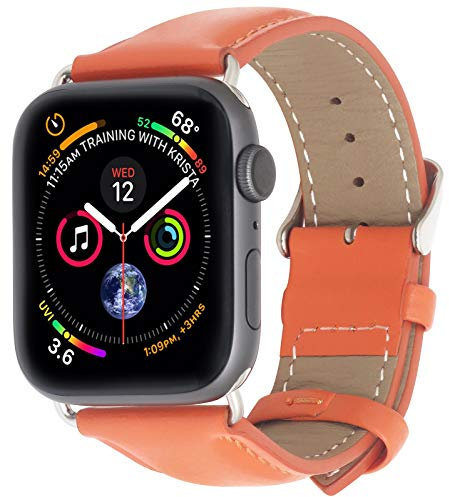 StilGut Correa de Piel Compatible con Apple Watch 38/40 mm, Naranja