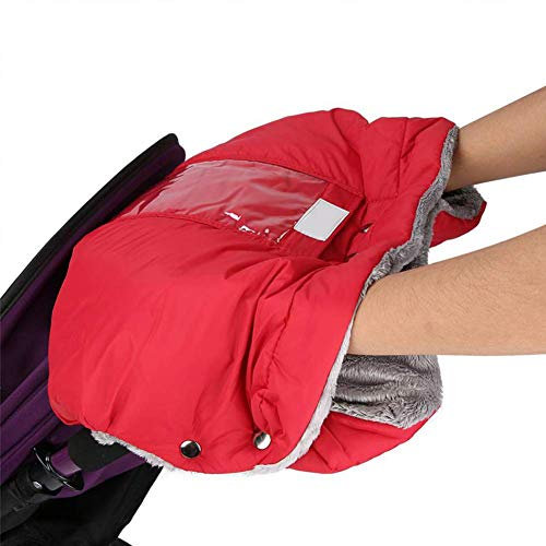 PYapron Handwärmer, Mture Handschuhe Handmuff Muff Mit Plüsch Innenseite, Wasser- Und Windabweisend, Atmungsaktiv Fingerwärmer, Universalgröße Für Kinderwagen, Buggy, Radanhänger, 30X50cm,Rot
