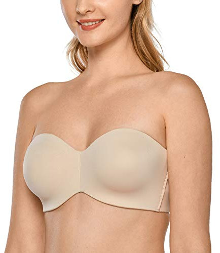 Delimira Women's Strapless Bras Underwire Support Non Padded Plus Size Minimiser Bra Beige 34B